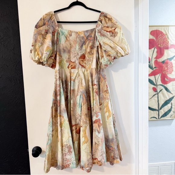 Selkie The Mucha Day Dress Alphonse Mucha Print Midi Size XL - Picture 5 of 12